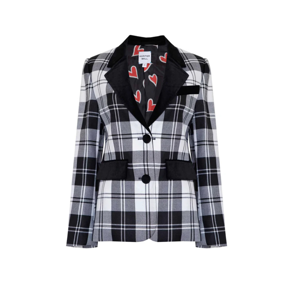 Hunter Bell Catherine Blazer Black White Plaid Checkered Large NEW - Picture 3 of 11